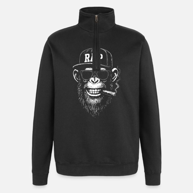 Rap Monkey Streetwear Kappe - Quarter-Zip-Sweatshirt - Schwarz