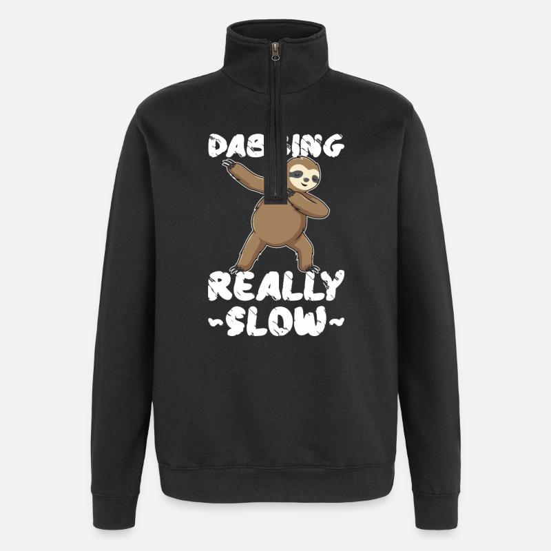 Dabbing Really Slow Faultier - Quarter-Zip-Sweatshirt - Schwarz