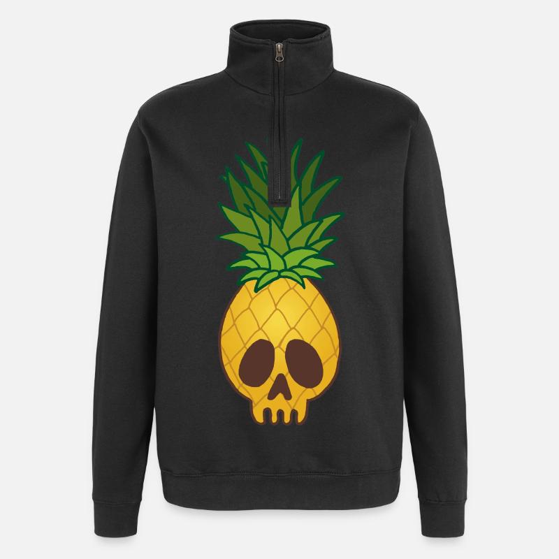 Crâne d'ananas - Sweat à zip 1/4 - noir