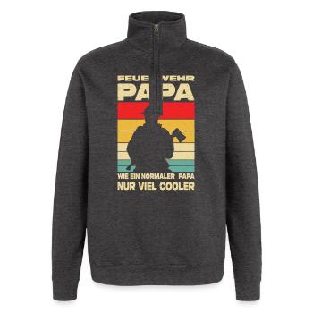 Firefighter Gifts Fire Brigade Rescue Service - Quarter-Zip Sweatshirt - charcoal grey - Front - AI Model Female 172 light (172cm) & AI Model Male 178 dark (178cm)