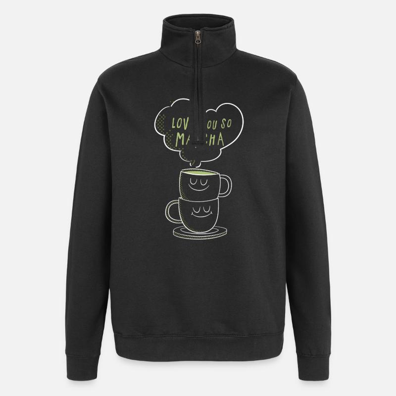 Je t’aime tellement, matcha petit proverbe - Sweat à zip 1/4 - noir