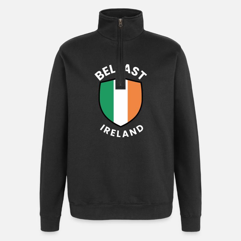 Bouclier de Belfast d’Irlande - Sweat à zip 1/4 - noir