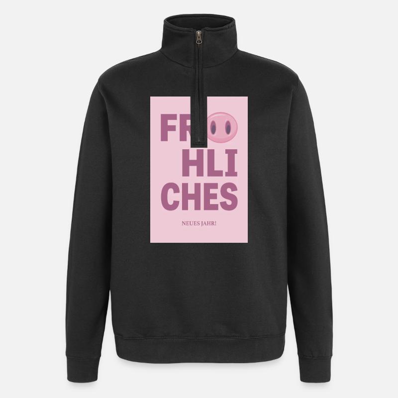 Bonne année – Conception de vœux du Nouvel An - Sweat à zip 1/4 - noir
