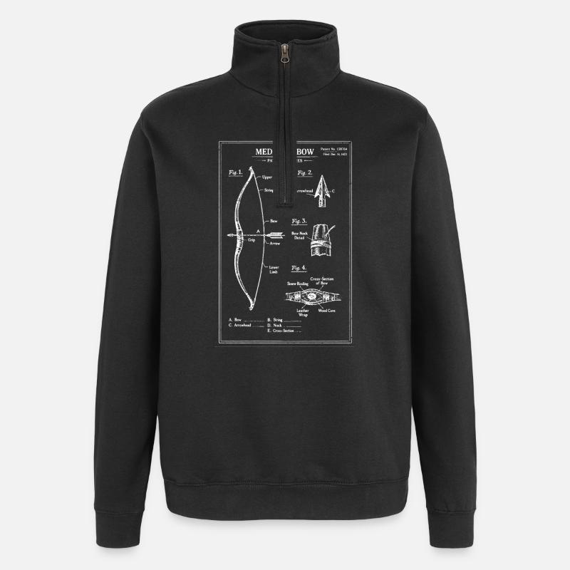 Mittelalterliche Bogenzeichnung - Quarter-Zip-Sweatshirt - Schwarz