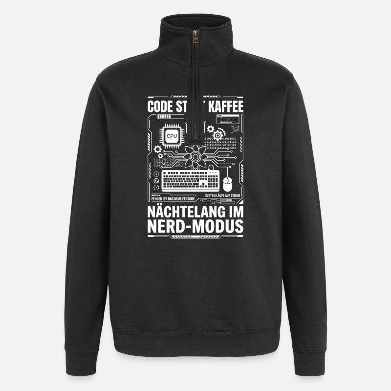Code statt Kaffee Nerd-Modus - Quarter-Zip-Sweatshirt - Schwarz