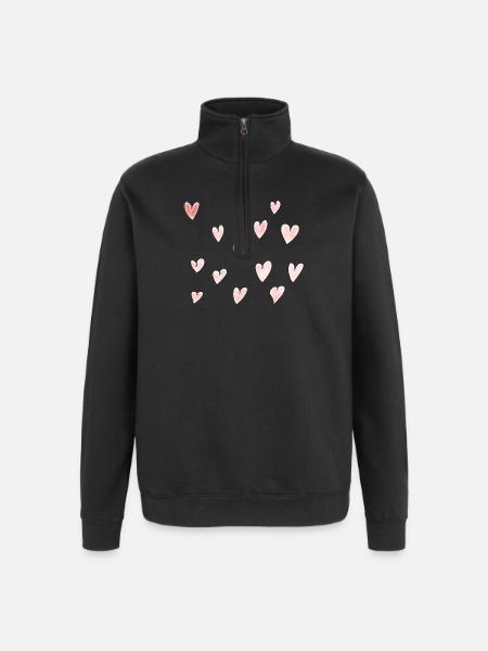 Serduszka - Cœurs - Sweat à zip 1/4 - noir