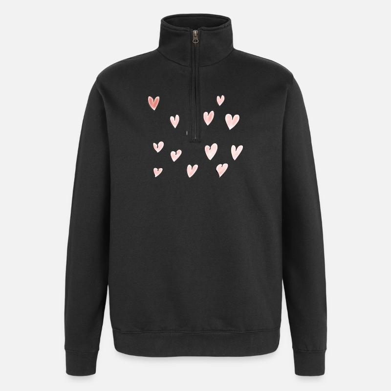 Serduszka - Hearts - Quarter-Zip Sweatshirt - black