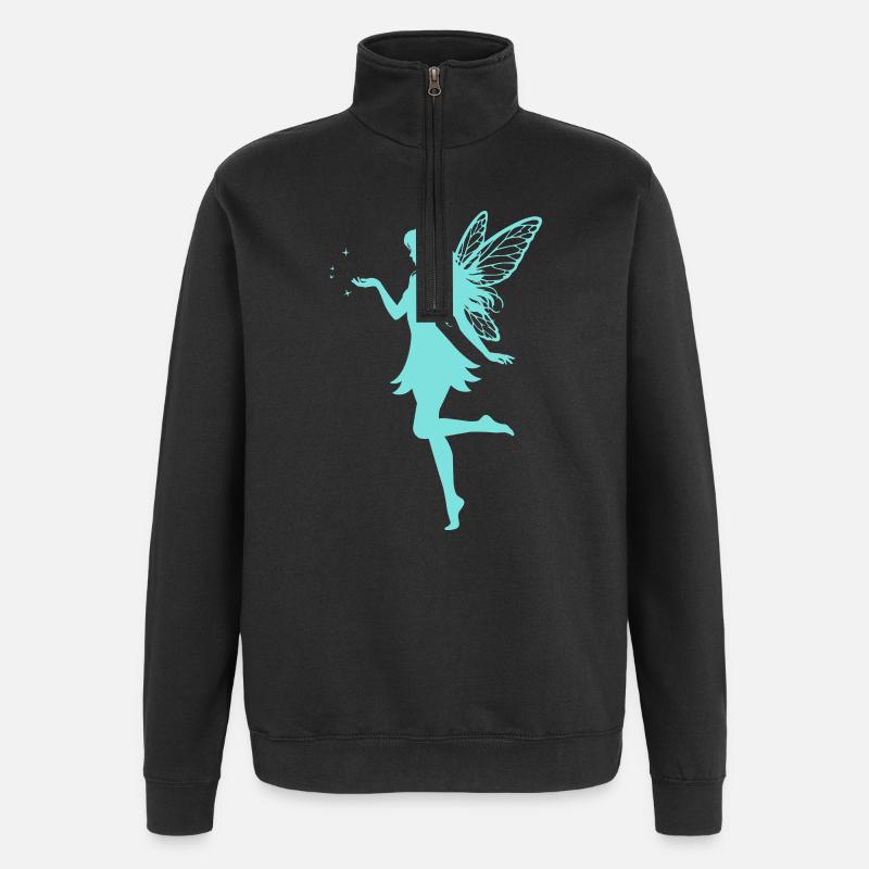 Fairy silhouette with stars - Quarter-Zip Sweatshirt - black