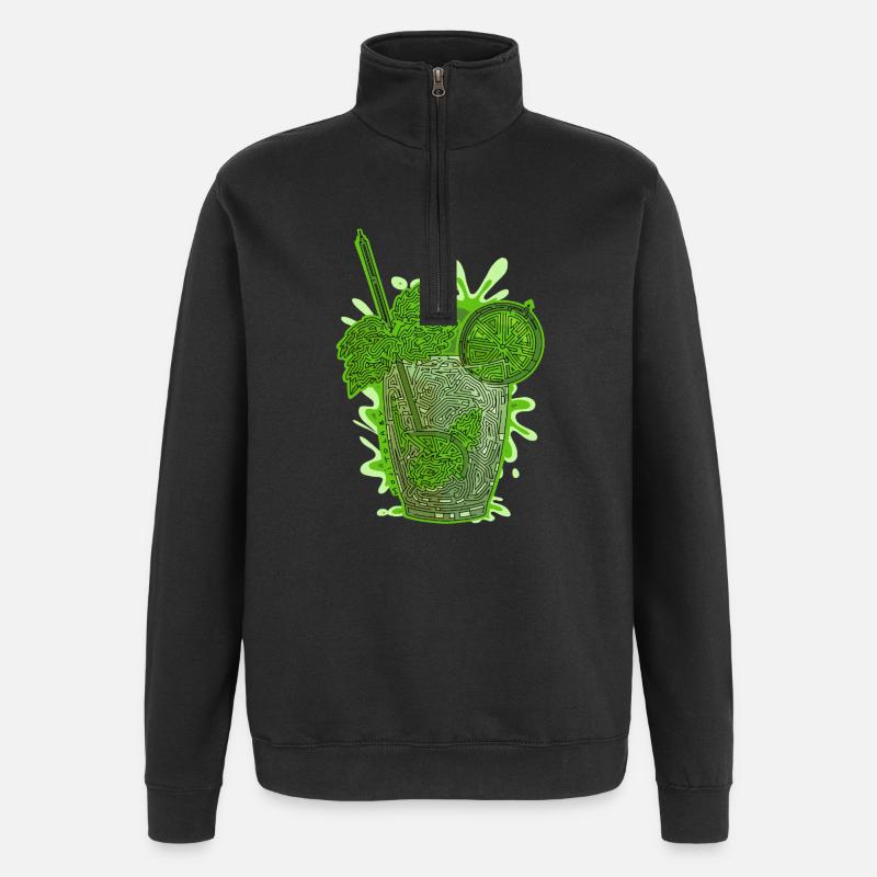 Labyrinthartiger Mojito - Quarter-Zip-Sweatshirt - Schwarz