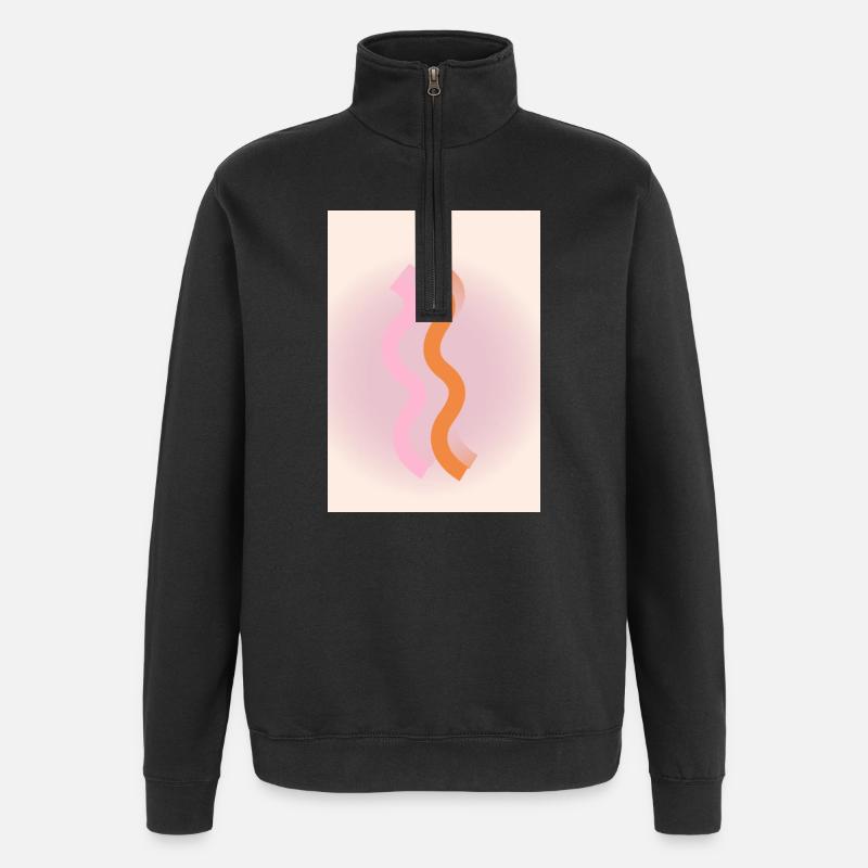 Linien - Quarter-Zip-Sweatshirt - Schwarz