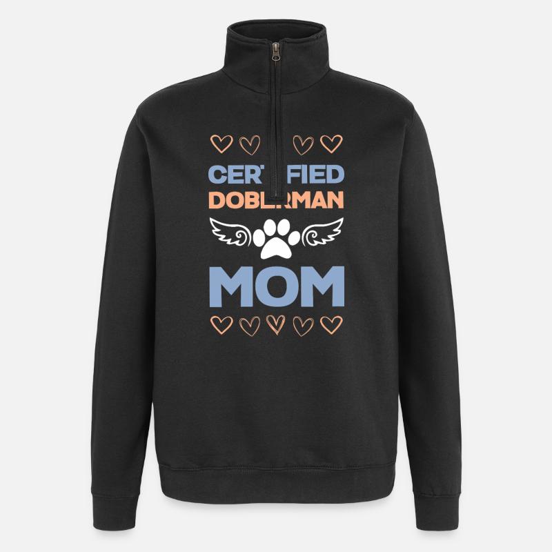 Dobermann Mama Zertifiziert - Quarter-Zip-Sweatshirt - Schwarz
