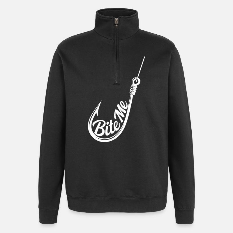 Bite Me Hook Silhouette Tee - Quarter-Zip Sweatshirt - black