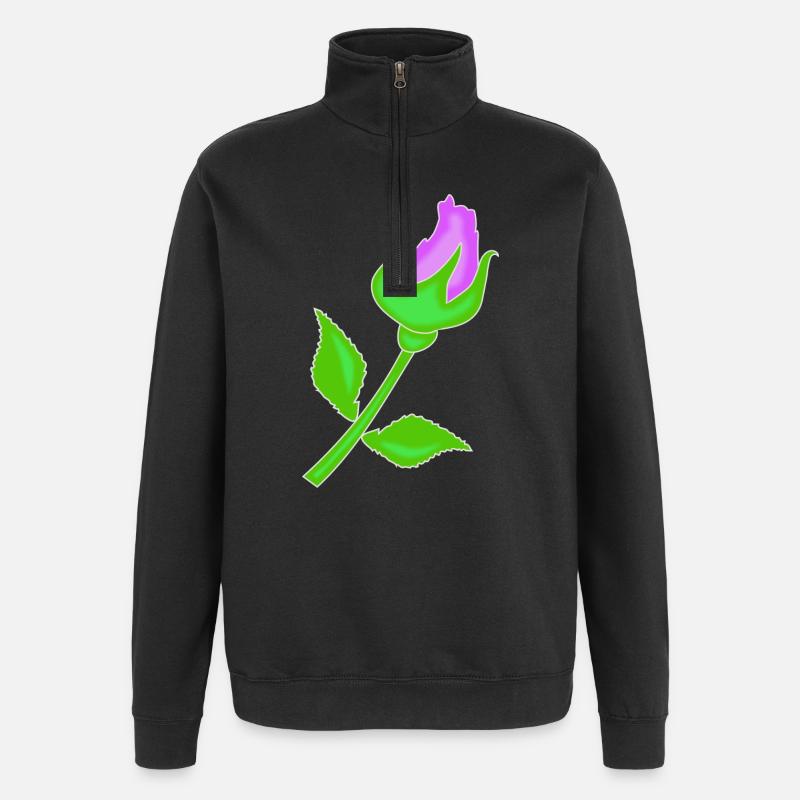 Rose dans une teinte violette - Sweat à zip 1/4 - noir