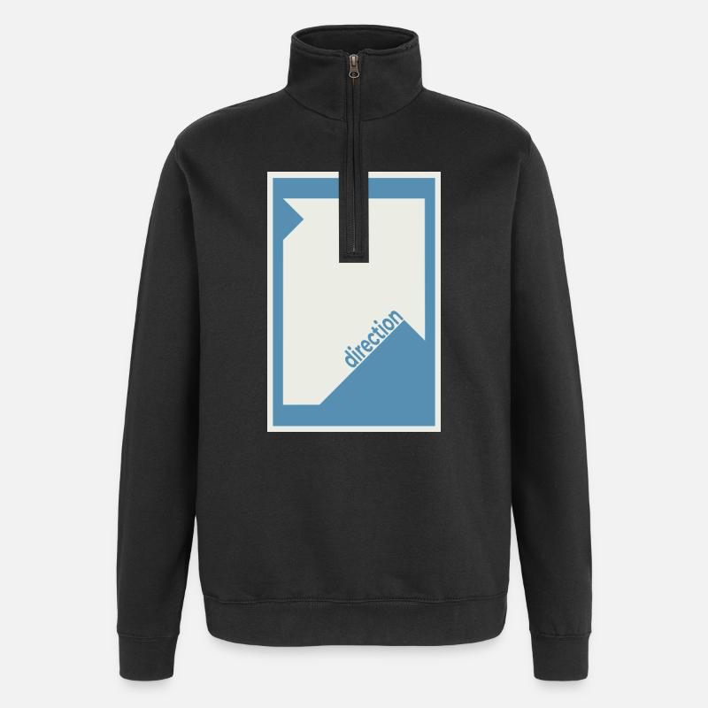Direction Poster Blue – Modern Minimal - Quarter-Zip Sweatshirt - black