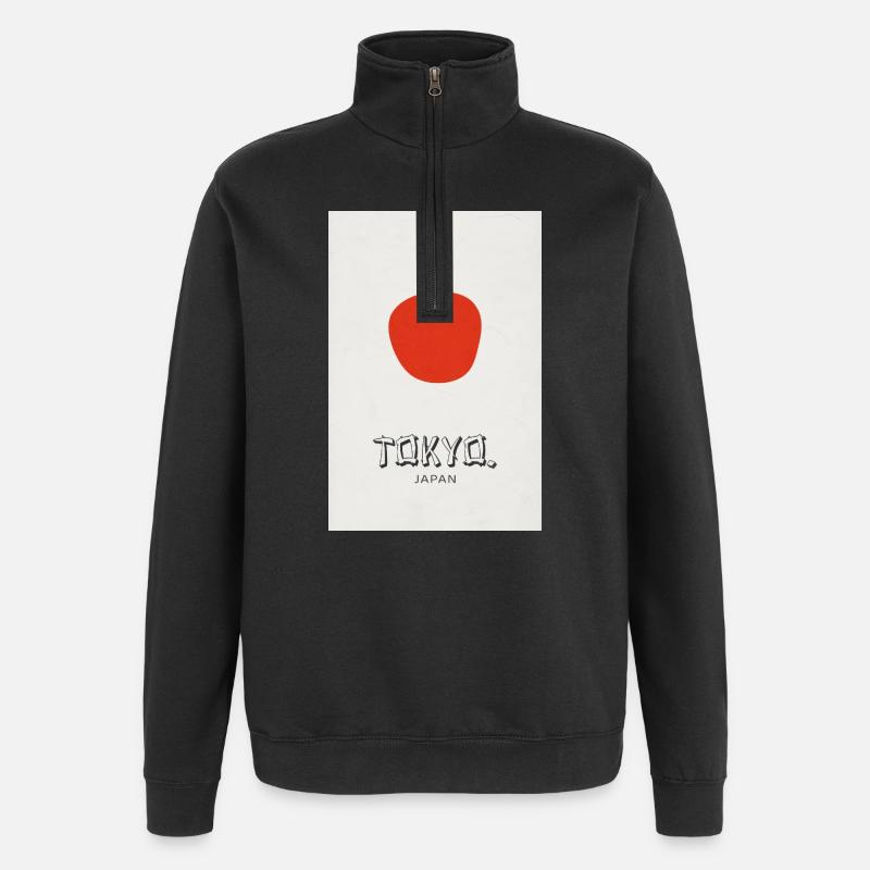 Tokyo Poster – Modern Design Statement - Quarter-Zip Sweatshirt - black