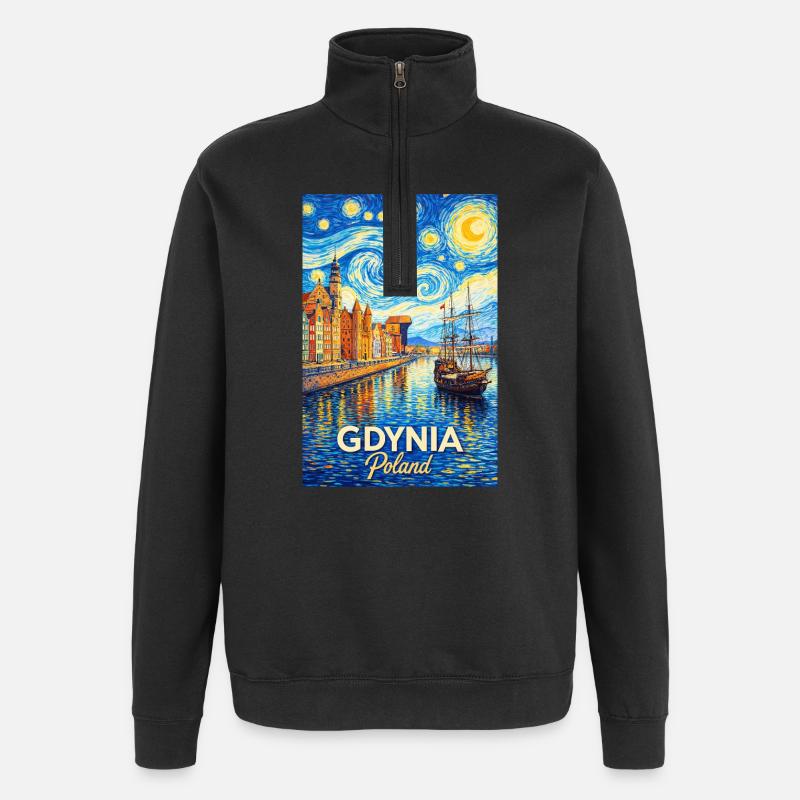 Gdynia, Polen - Quarter-Zip-Sweatshirt - Schwarz