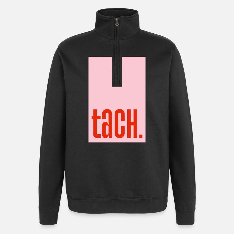 Tach - rosa rot - Quarter-Zip-Sweatshirt - Schwarz