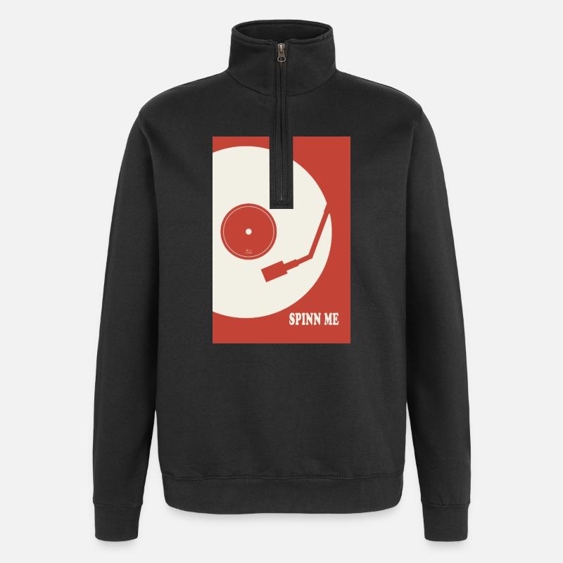 Spin Me – Retro Vinyl Turntable Poster - Quarter-Zip Sweatshirt - black
