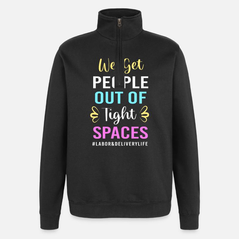 Hebamme Entbindung - Quarter-Zip-Sweatshirt - Schwarz