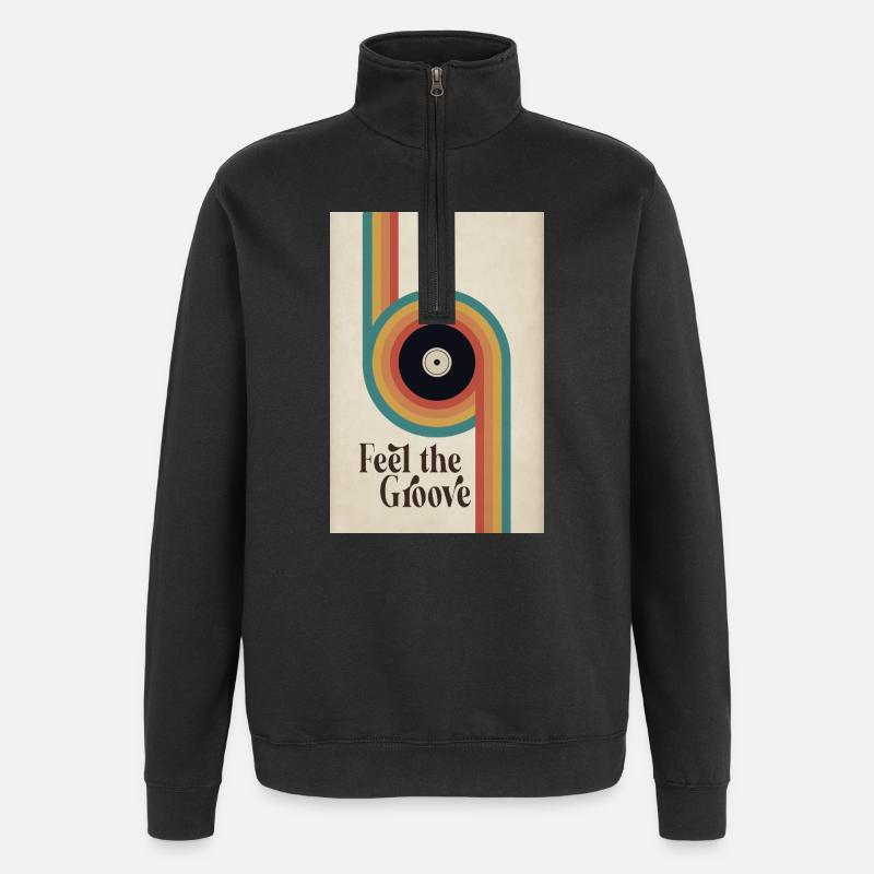 Affiche vinyle rétro Feel the Groove - Sweat à zip 1/4 - noir