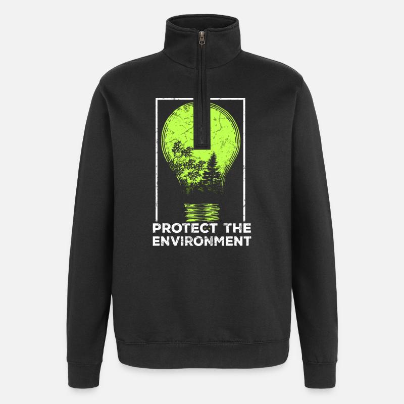 Protéger la nature - Sweat à zip 1/4 - noir