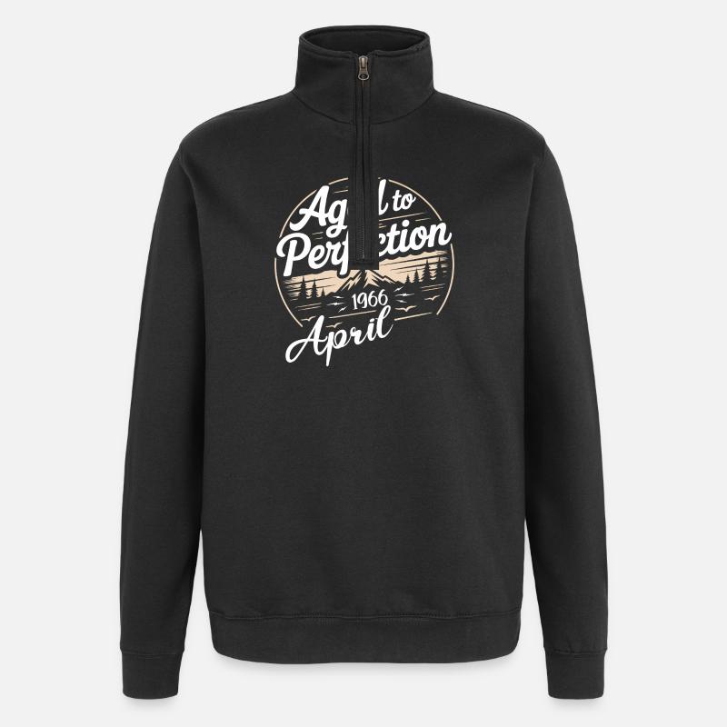 April 1966 birthday april 1966 - Quarter-Zip Sweatshirt - black