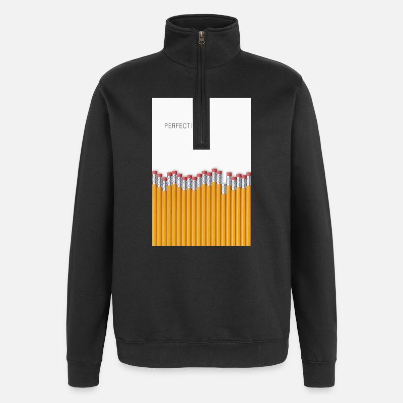 Perfektion: Minimalistisk ironidesign - Tröja med 1/4-dragkedja - svart