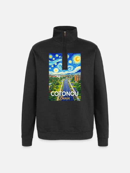 Cotonou Street Starry Sky - Quarter-Zip Sweatshirt - black