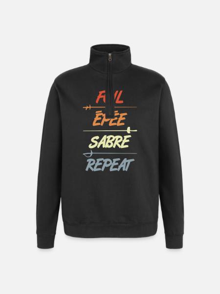 Foil Epee Sabre Repetition - Quarter-Zip Sweatshirt - black