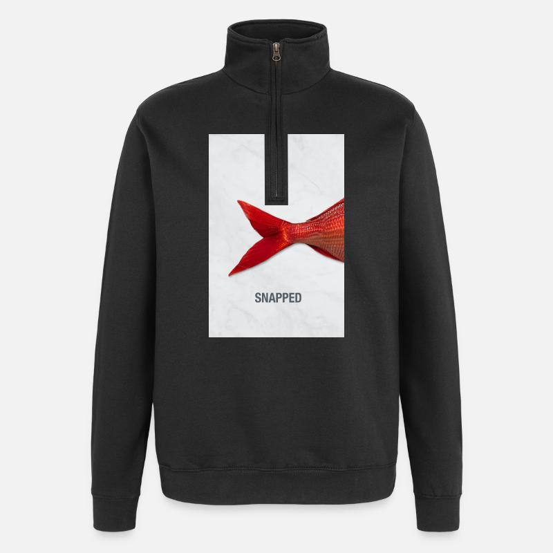 Snapped Fish Minimal Design Modern - Quarter-Zip Sweatshirt - black