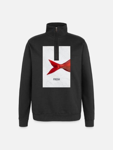 Fresh Fish Minimal Design Modern - Quarter-Zip Sweatshirt - black