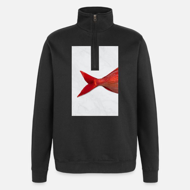 Red Fish Minimal Art Design - Quarter-Zip Sweatshirt - black