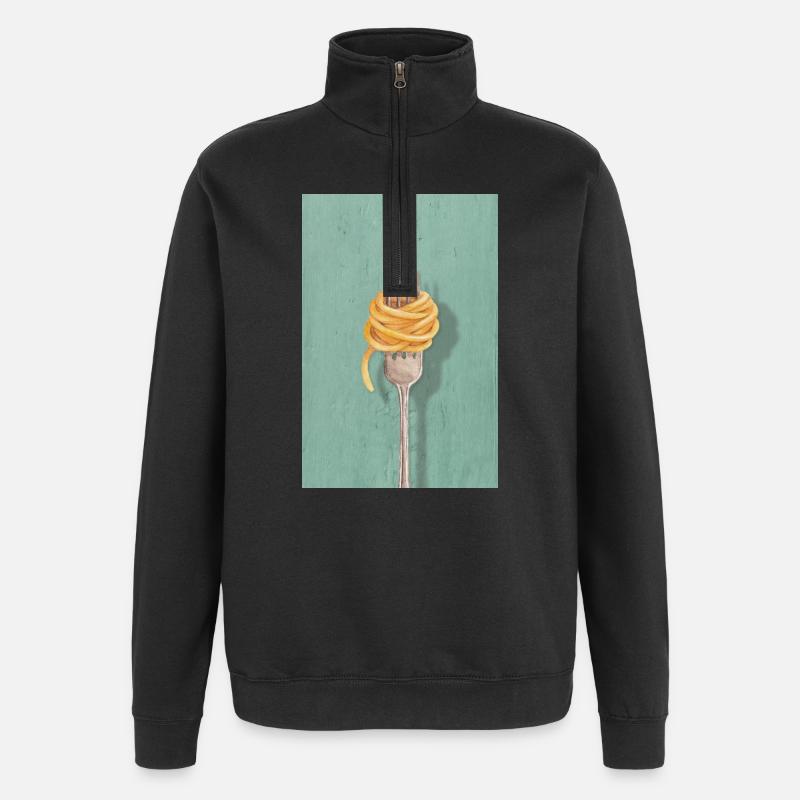 Pasta Gabel reduziertes Küchen Design - Quarter-Zip-Sweatshirt - Schwarz