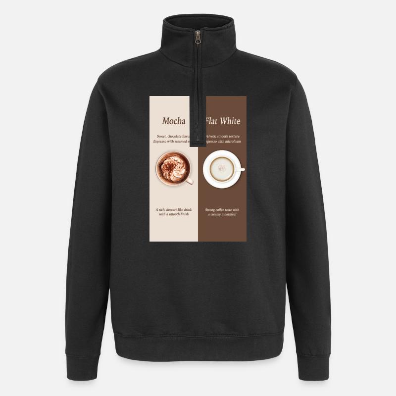 Mocha vs Flat White Coffee Poster - Quarter-Zip Sweatshirt - black