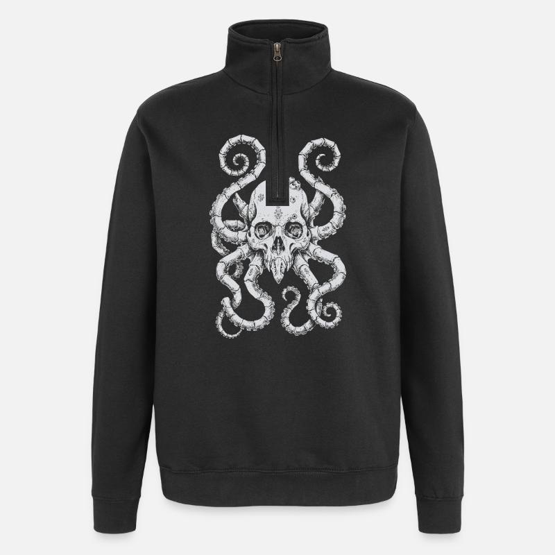 Kraken-Schädelflut - Quarter-Zip-Sweatshirt - Schwarz
