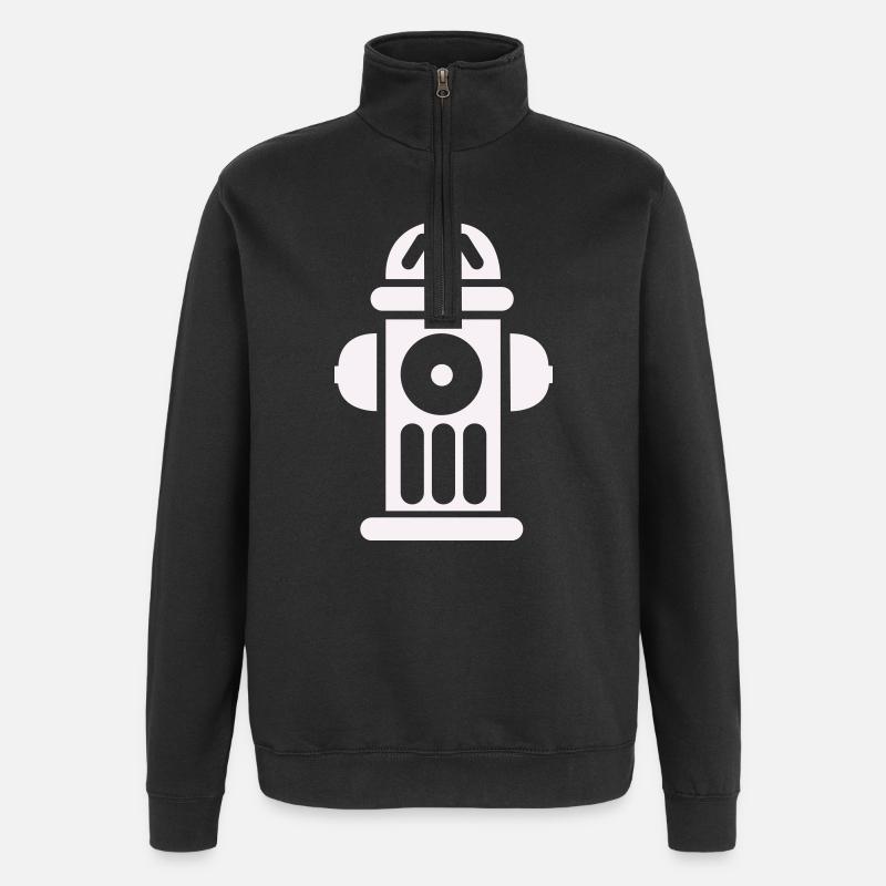 Fire Hydrant Silhouette Line Minimal - Quarter-Zip Sweatshirt - black