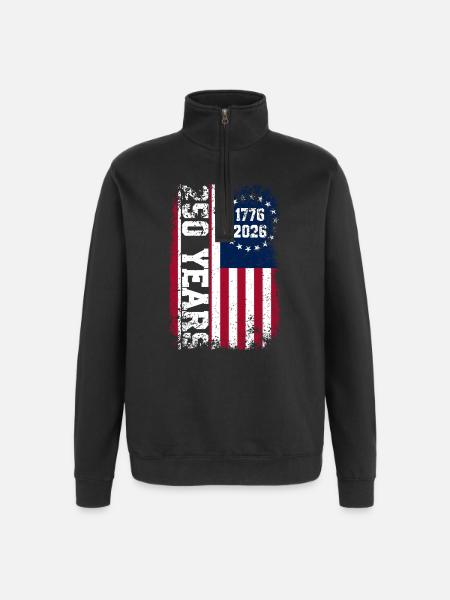 USA Flag Rust Style 1776–2026 - Quarter-Zip Sweatshirt - black