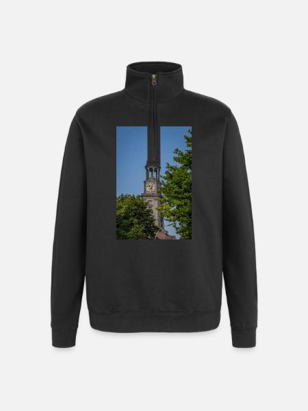 St. Michael's Church between two trees - Quarter-Zip Sweatshirt - black