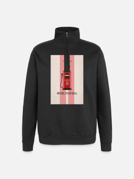 Refuel Your Soul - Premium Coffee Poster - Quarter-Zip Sweatshirt - black