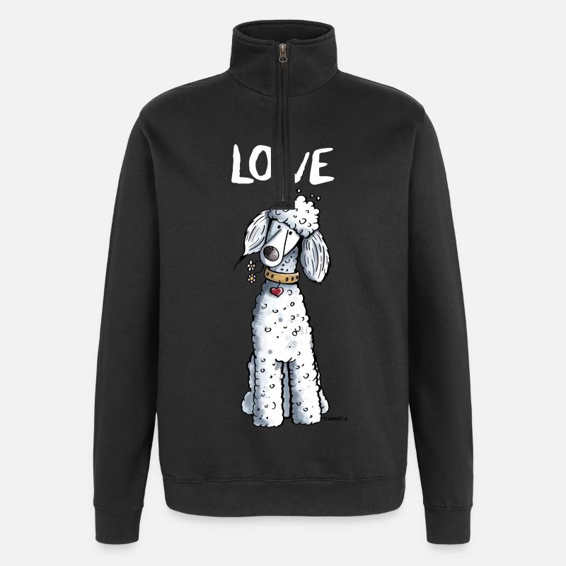 I Love Pudel - Quarter-Zip-Sweatshirt - Schwarz