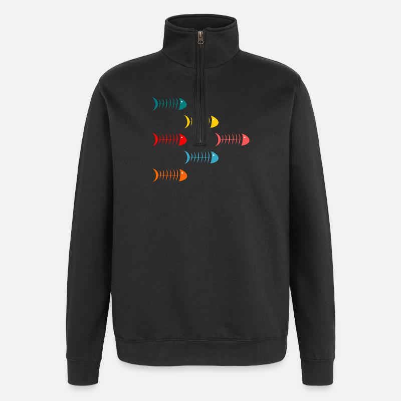 Sardinen - Quarter-Zip-Sweatshirt - Schwarz