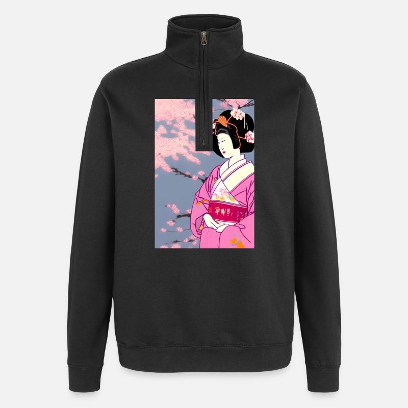 Geisha 3 - Sweat à zip 1/4 - noir