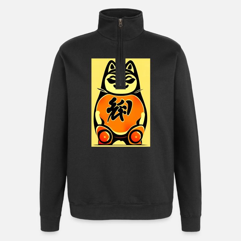 Maneki neko 4 - Quarter-Zip Sweatshirt - black