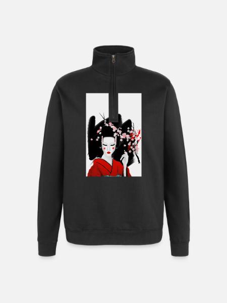 Bloody geisha - Quarter-Zip Sweatshirt - black