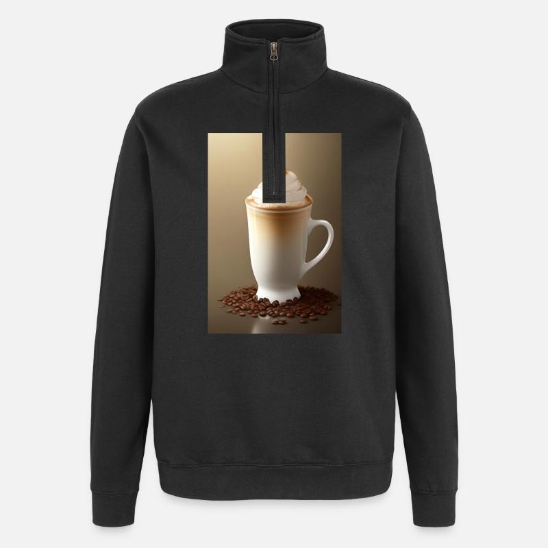 Kaffee, Kaffeebohnen - Quarter-Zip-Sweatshirt - Schwarz