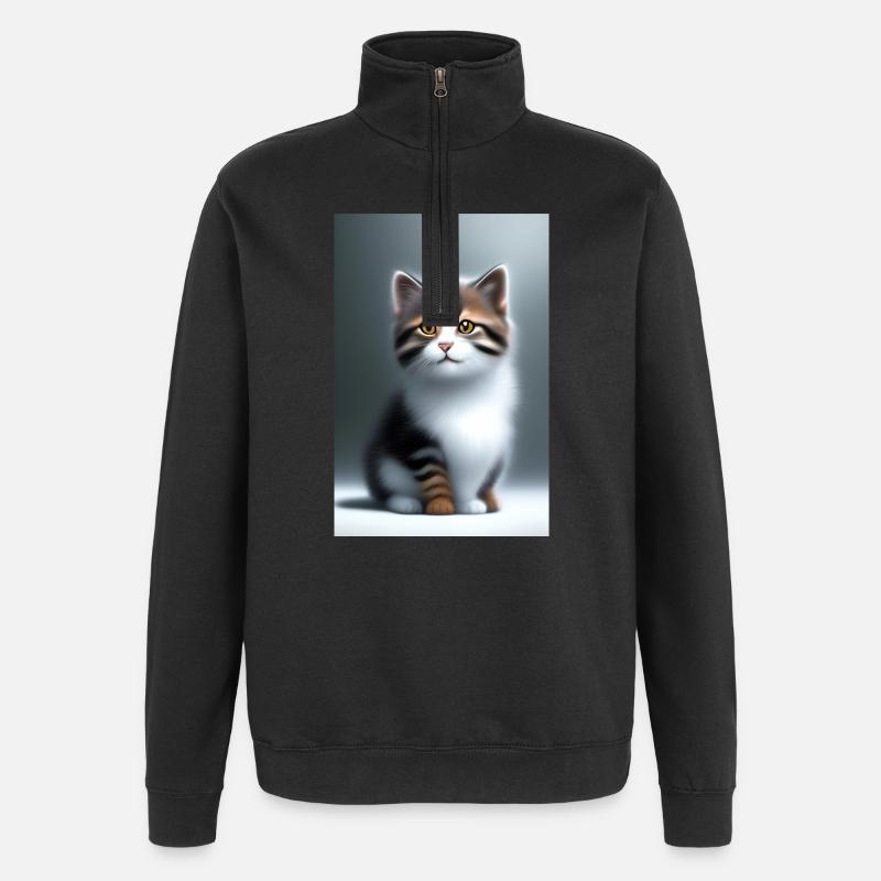 Bébé chat - Sweat à zip 1/4 - noir