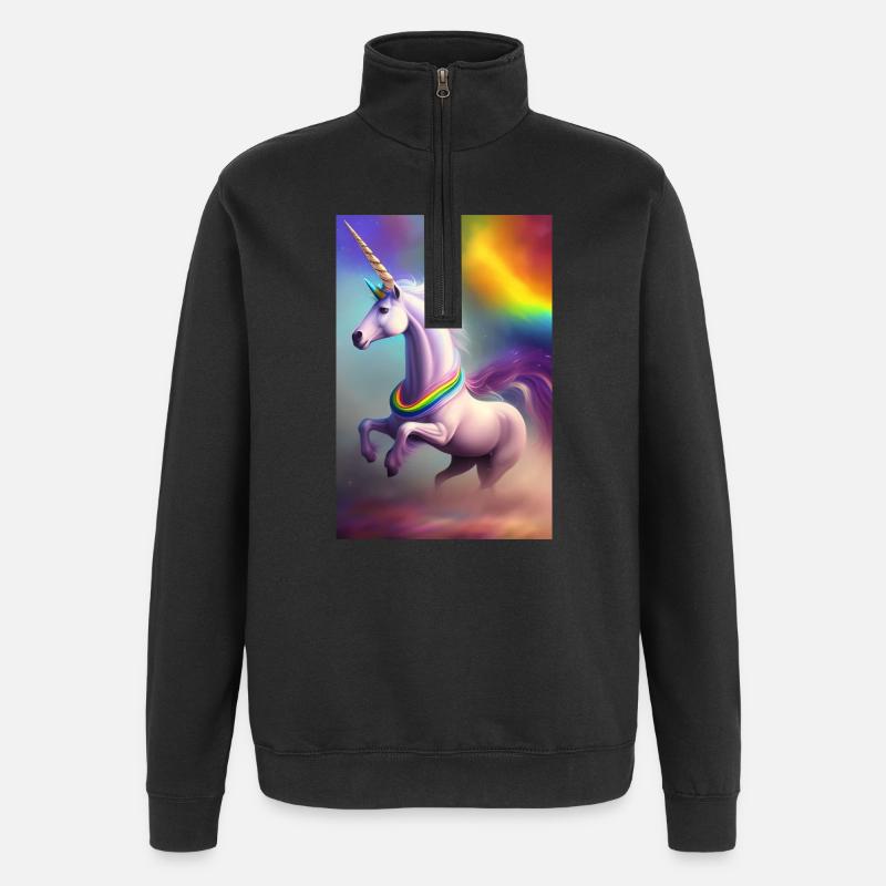Licorne - Sweat à zip 1/4 - noir