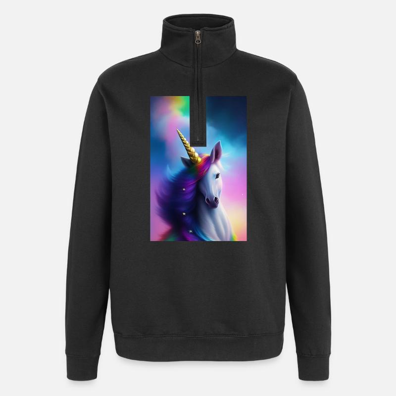 Licorne - Sweat à zip 1/4 - noir