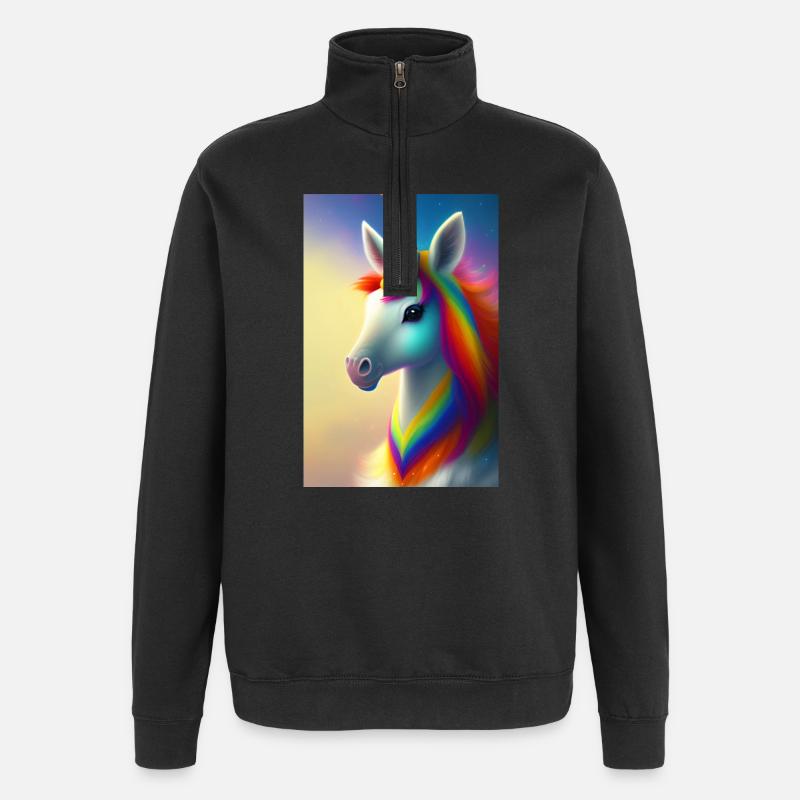 Licorne - Sweat à zip 1/4 - noir