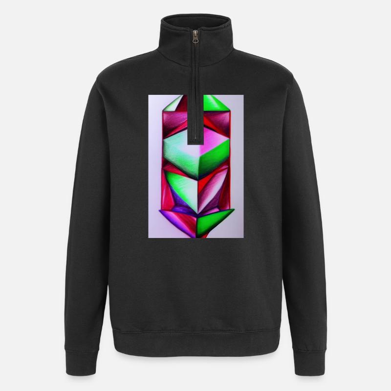Gemstone Pattern - Quarter-Zip Sweatshirt - black